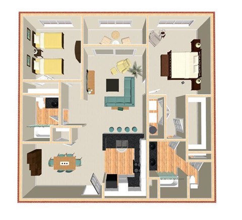 Floor plan for 2 beds, 2 baths, 1188 sqft